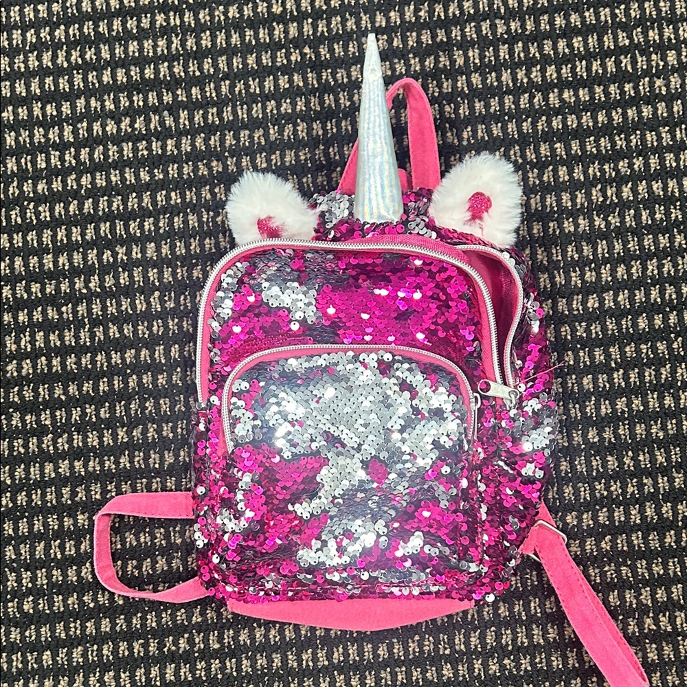 Sparkly Pink and Silver Unicorn Backpack for Kids
